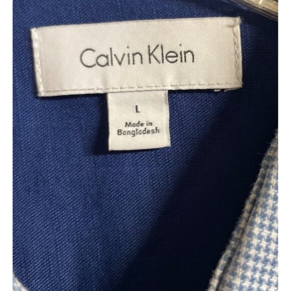 Calvin Klein Mens Blue Long Sleeve Roll Tab Button-Up Shirt Size Large - Picture 6 of 8